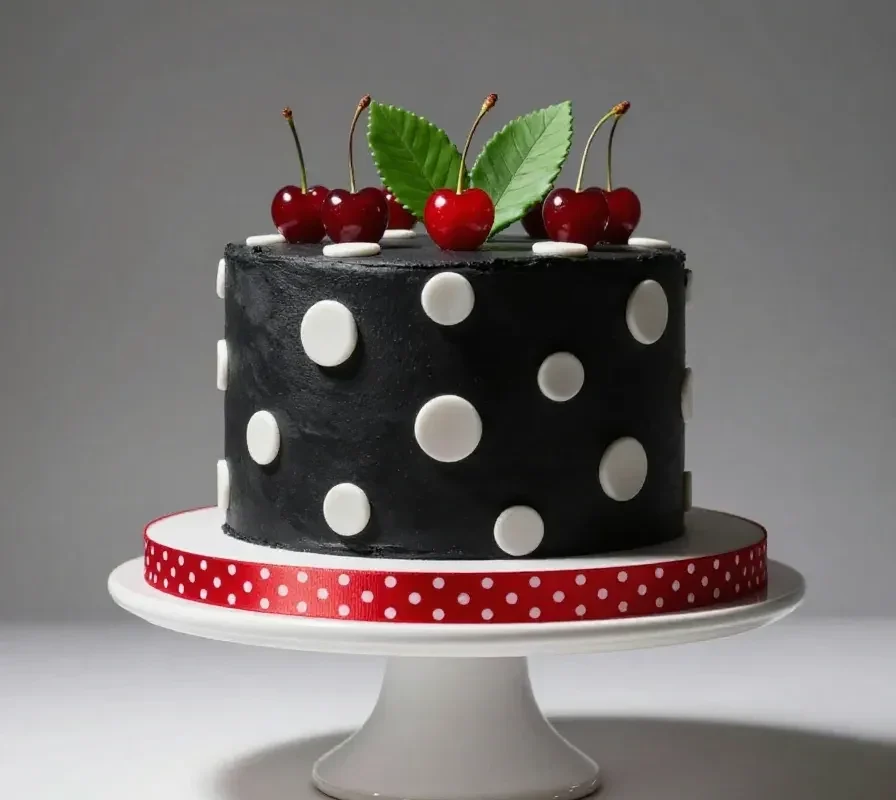 Pastel de lunares y cerezas