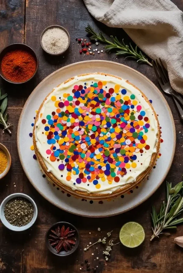 Pastel de capas de confeti