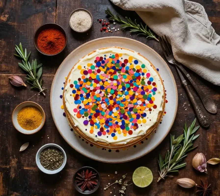 Pastel de capas de confeti