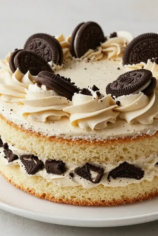 Pastel de Oreo con glaseado de galletas y crema