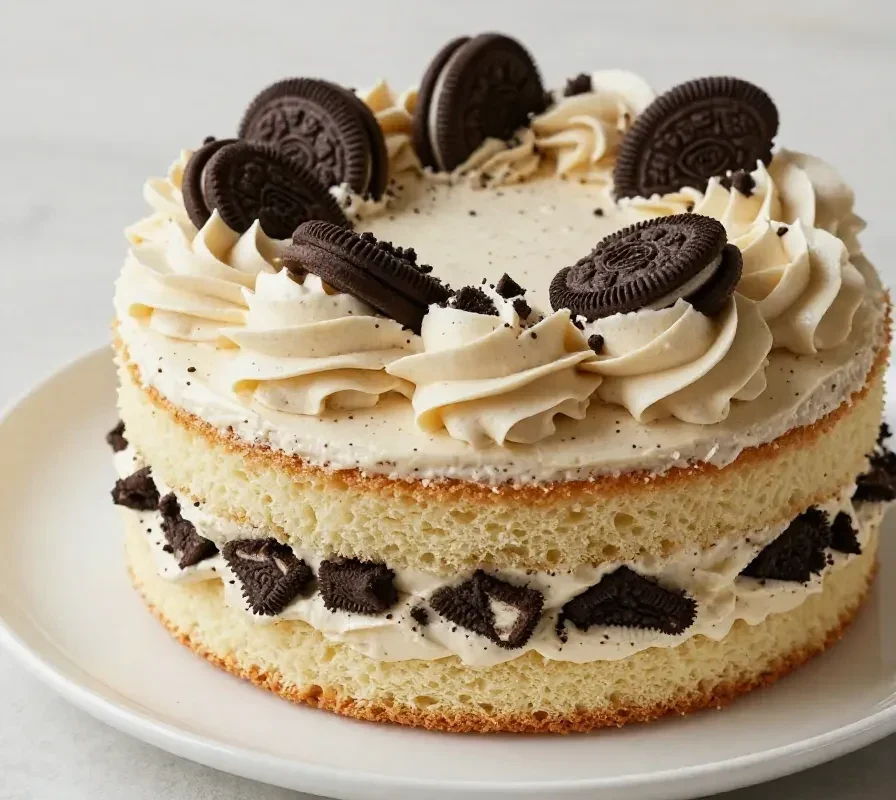 Pastel de Oreo con glaseado de galletas y crema